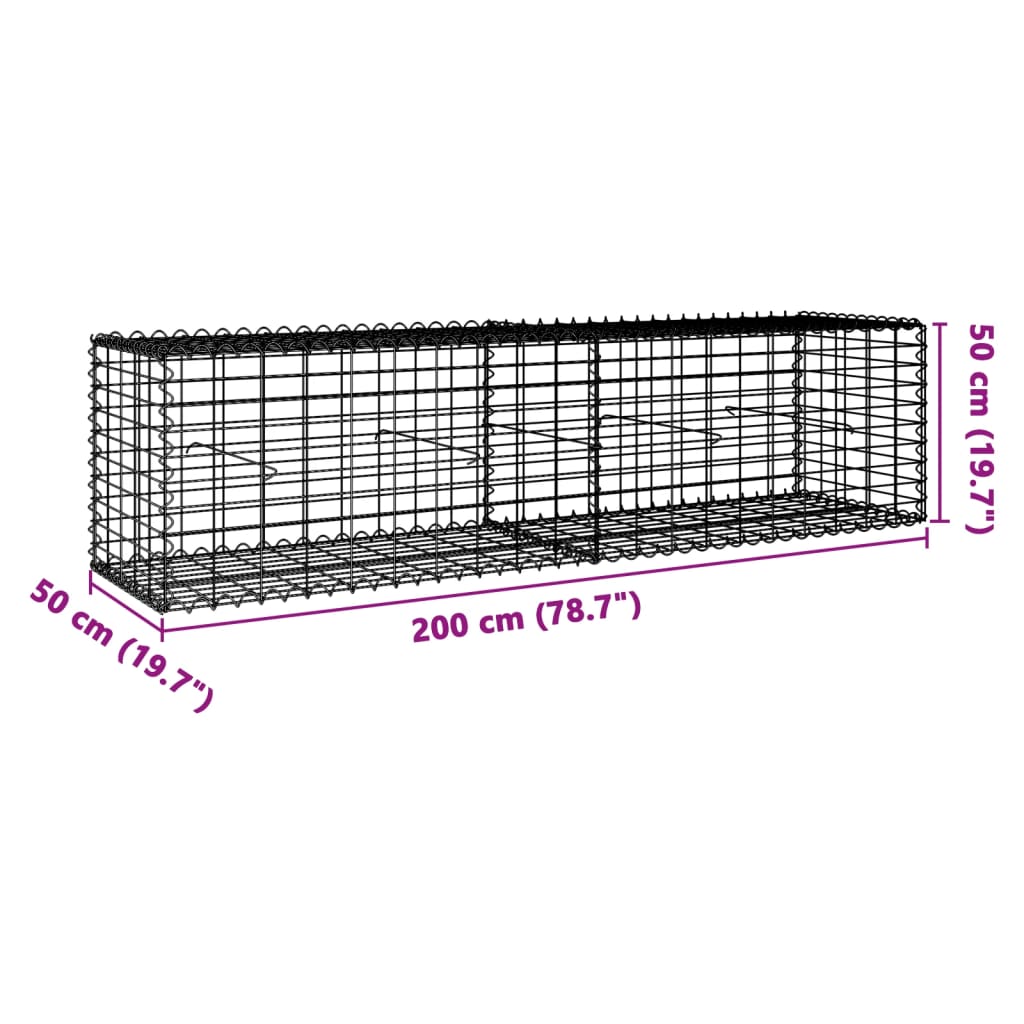vidaXL Gabion Basket with Cover 39.4"x19.7"x39.4" Galvanized Iron