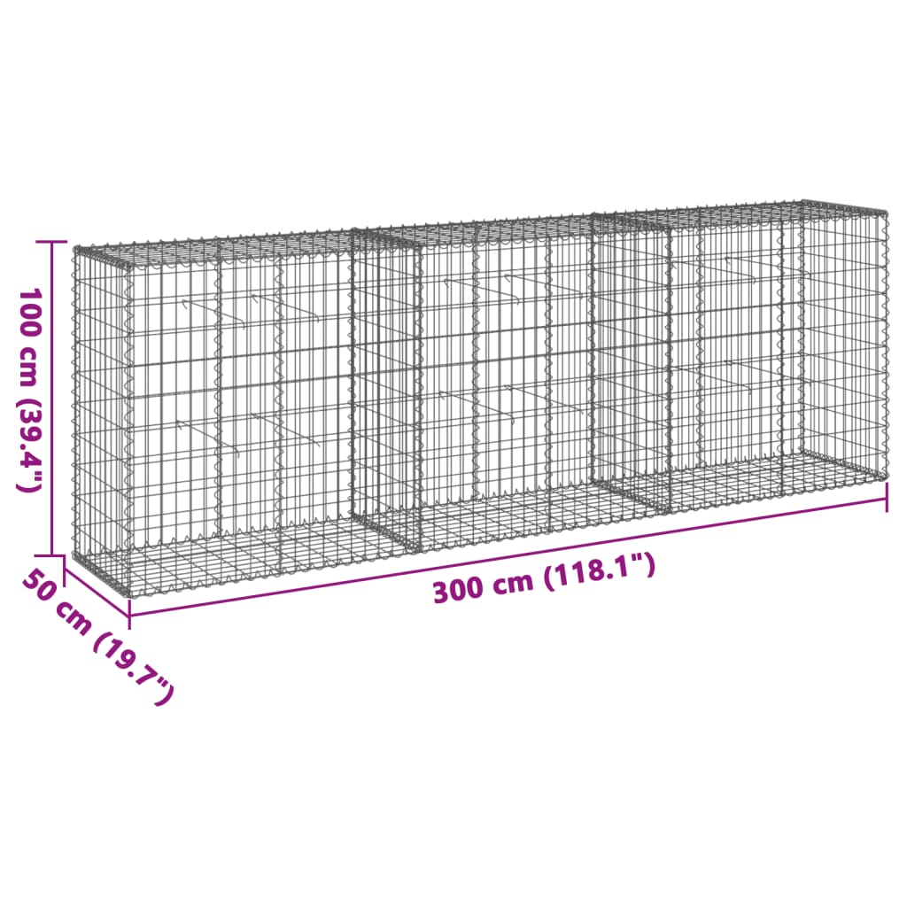 vidaXL Gabion Basket with Cover 39.4"x19.7"x39.4" Galvanized Iron