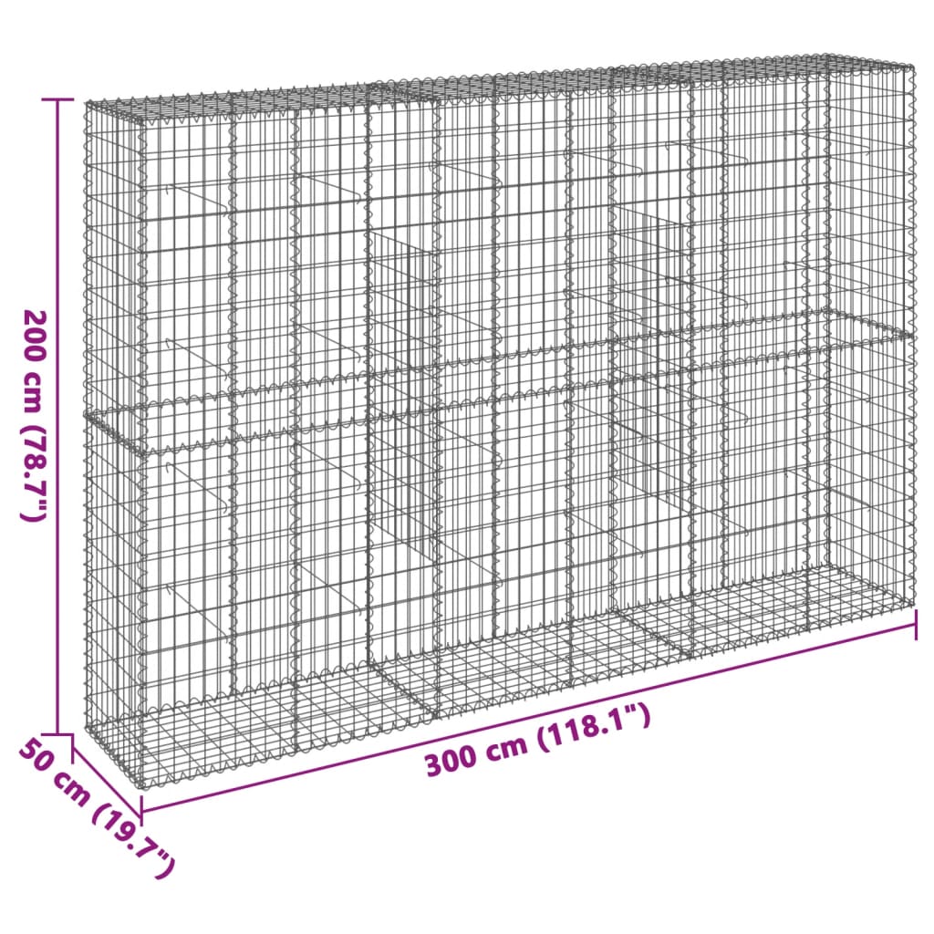 vidaXL Gabion Basket with Cover 39.4"x19.7"x39.4" Galvanized Iron