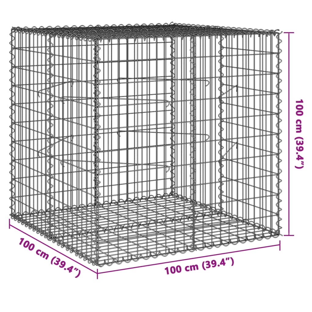 vidaXL Gabion Basket with Cover 39.4"x19.7"x39.4" Galvanized Iron