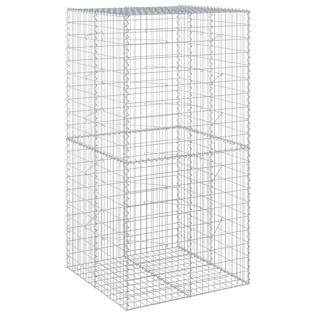 vidaXL Gabion Basket with Cover 39.4"x19.7"x39.4" Galvanized Iron